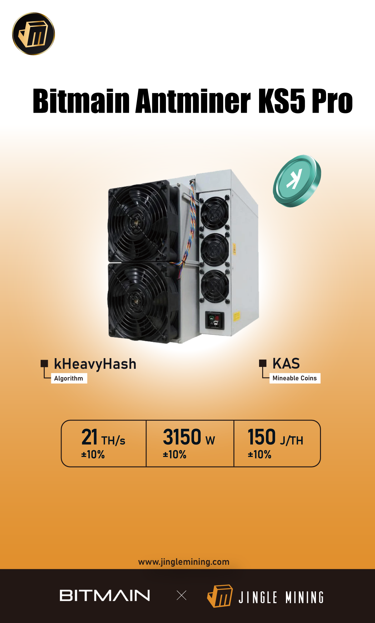 Bitmain Antminer KAS KS5 Pro(21Th/3150W)