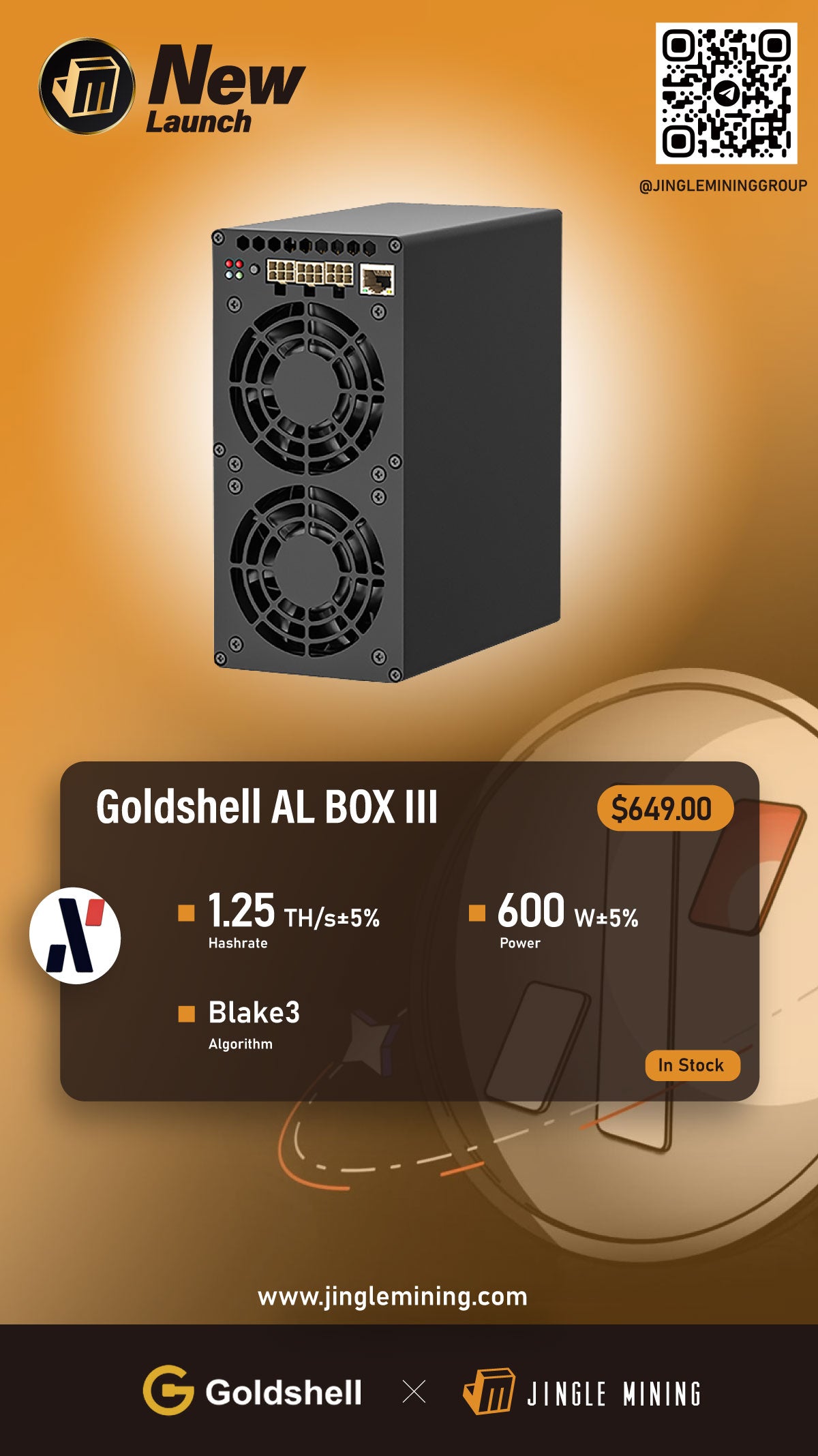 【New】Goldshell AL BOX III  (ALPH/ 1.25TH/ 600W)