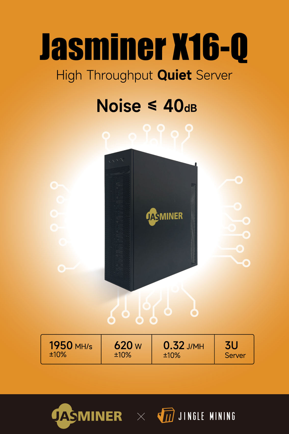 <tc><!-- x-tinymce/html -->Jasmin Bergbau JASMINER X16-Q High throughput 3U quiet server Wi-Fi (1950MH)</tc>