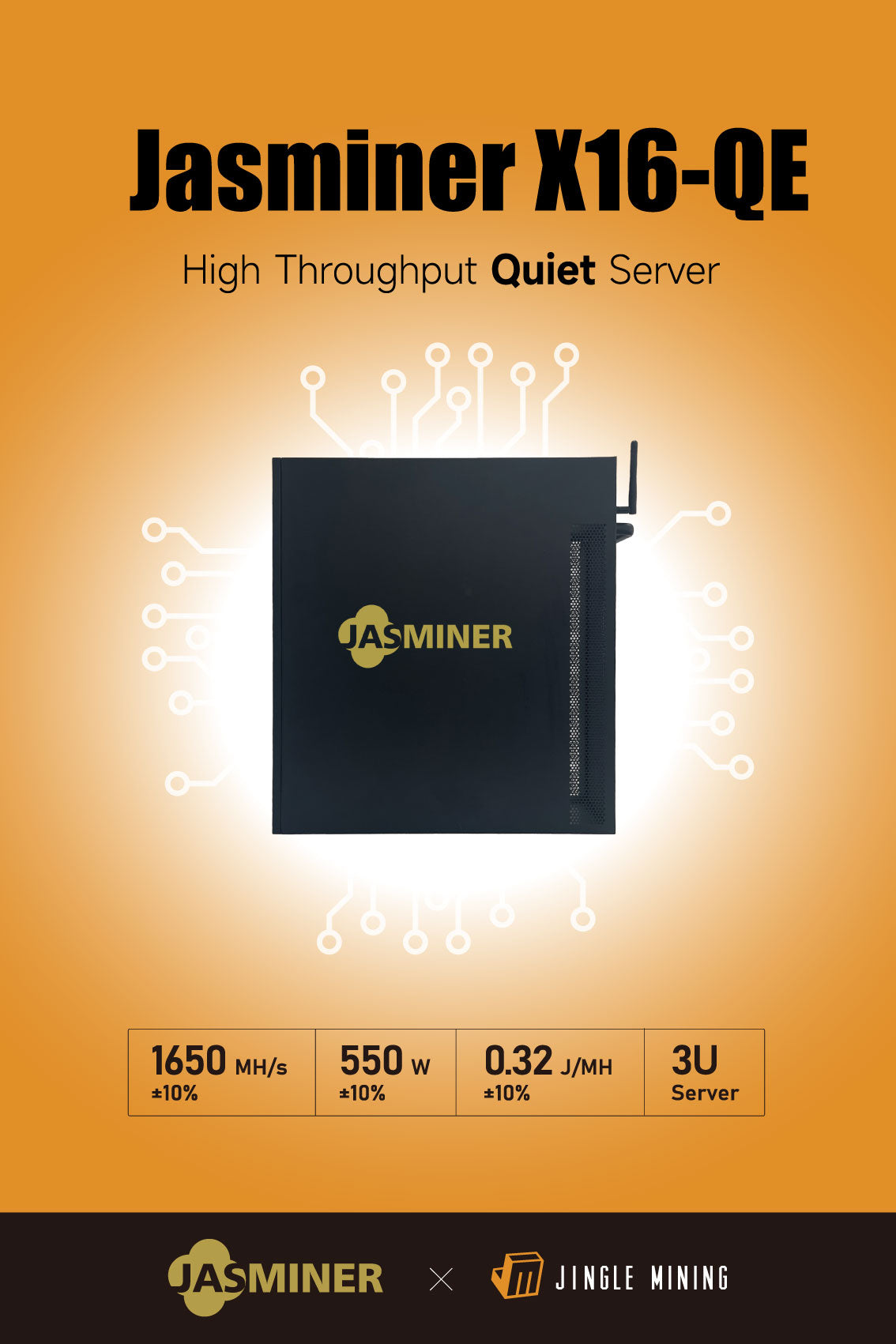 <tc>【New】ジャスミナー JASMINER X16-QE High throughput 3U quiet server Wi-Fi (1650MH/RAM 6GB))</tc>